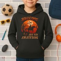 Brooms Are For Amateurs Halloween Kids Hoodie thumb 2