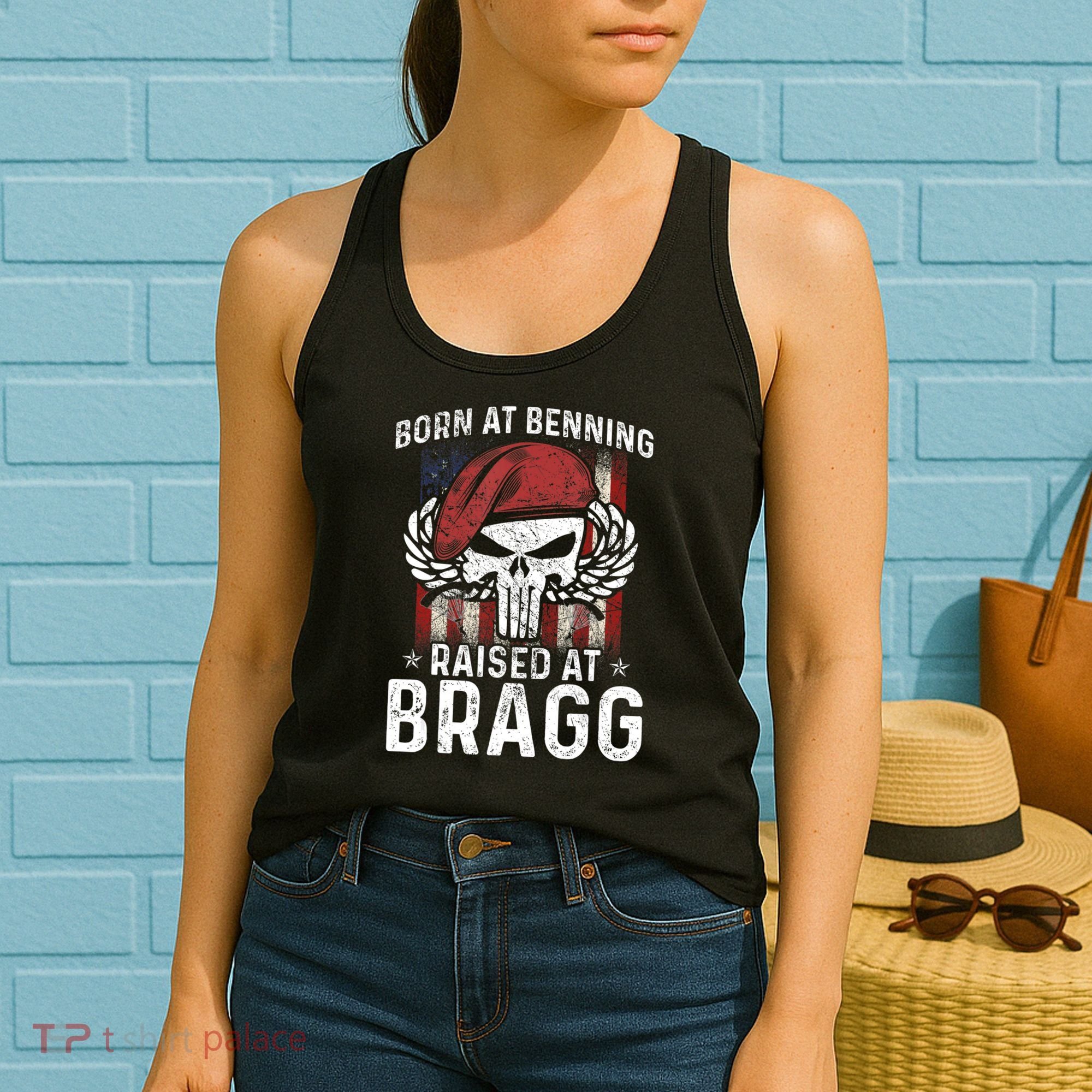 Born At Ft Benning Raised Fort Bragg Airborne, Veterans Day Women's Tank Top