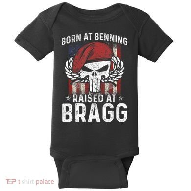 Born At Ft Benning Raised Fort Bragg Airborne, Veterans Day Baby Bodysuit