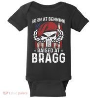 Born At Ft Benning Raised Fort Bragg Airborne, Veterans Day Baby Bodysuit thumb 0