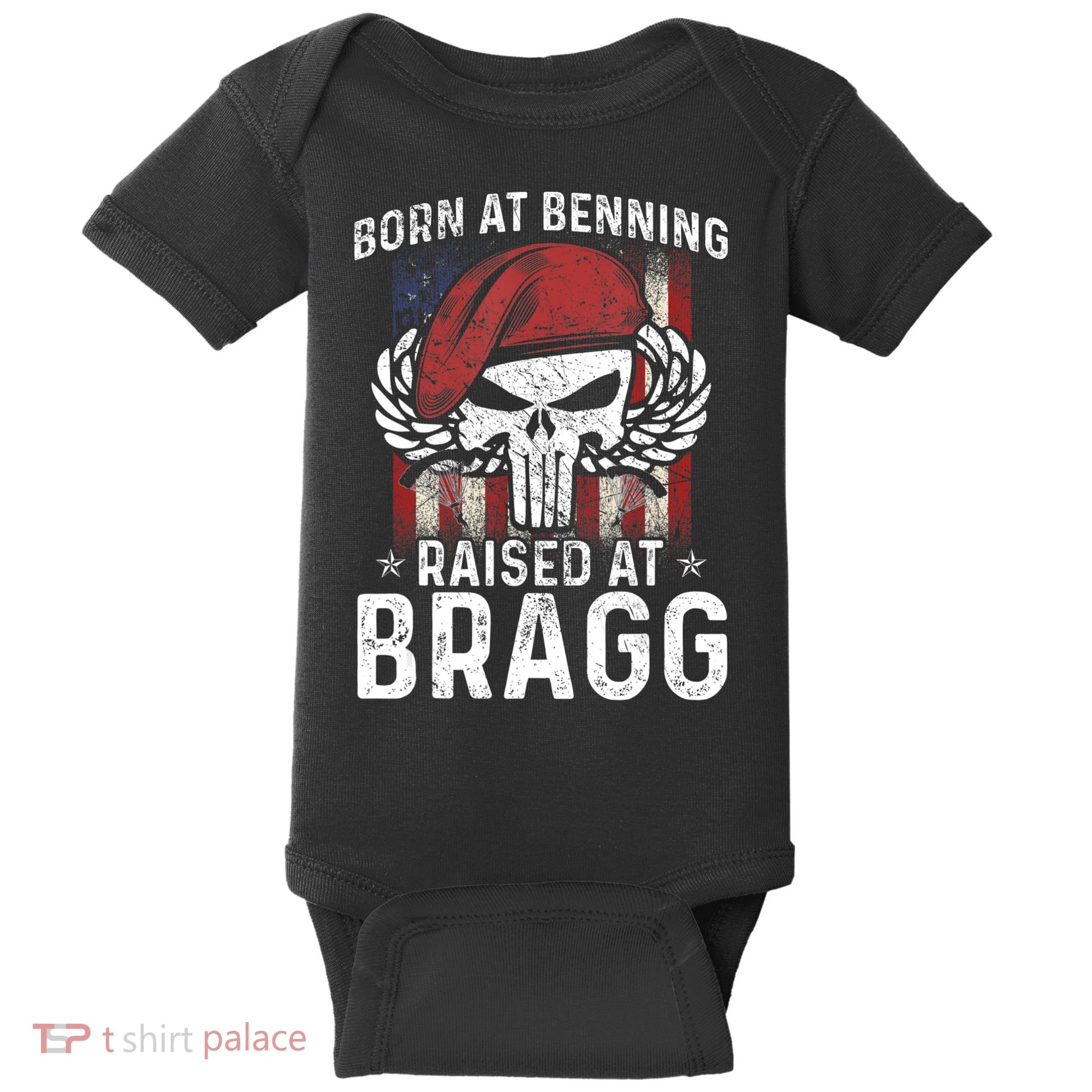 Born At Ft Benning Raised Fort Bragg Airborne, Veterans Day Baby Bodysuit