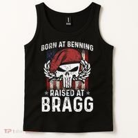 Born At Ft Benning Raised Fort Bragg Airborne, Veterans Day Tank Top thumb 2