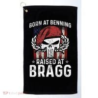 Born At Ft Benning Raised Fort Bragg Airborne, Veterans Day Golf Towel thumb 0