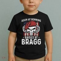 Born At Ft Benning Raised Fort Bragg Airborne, Veterans Day Toddler T-Shirt thumb 2