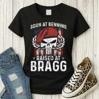 Born At Ft Benning Raised Fort Bragg Airborne, Veterans Day Women's T-Shirt thumb 3