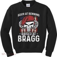 Born At Ft Benning Raised Fort Bragg Airborne, Veterans Day Kids Sweatshirt thumb 0