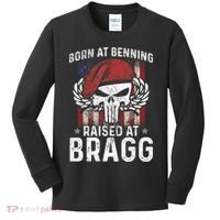 Born At Ft Benning Raised Fort Bragg Airborne, Veterans Day Kids Long Sleeve Shirt thumb 0