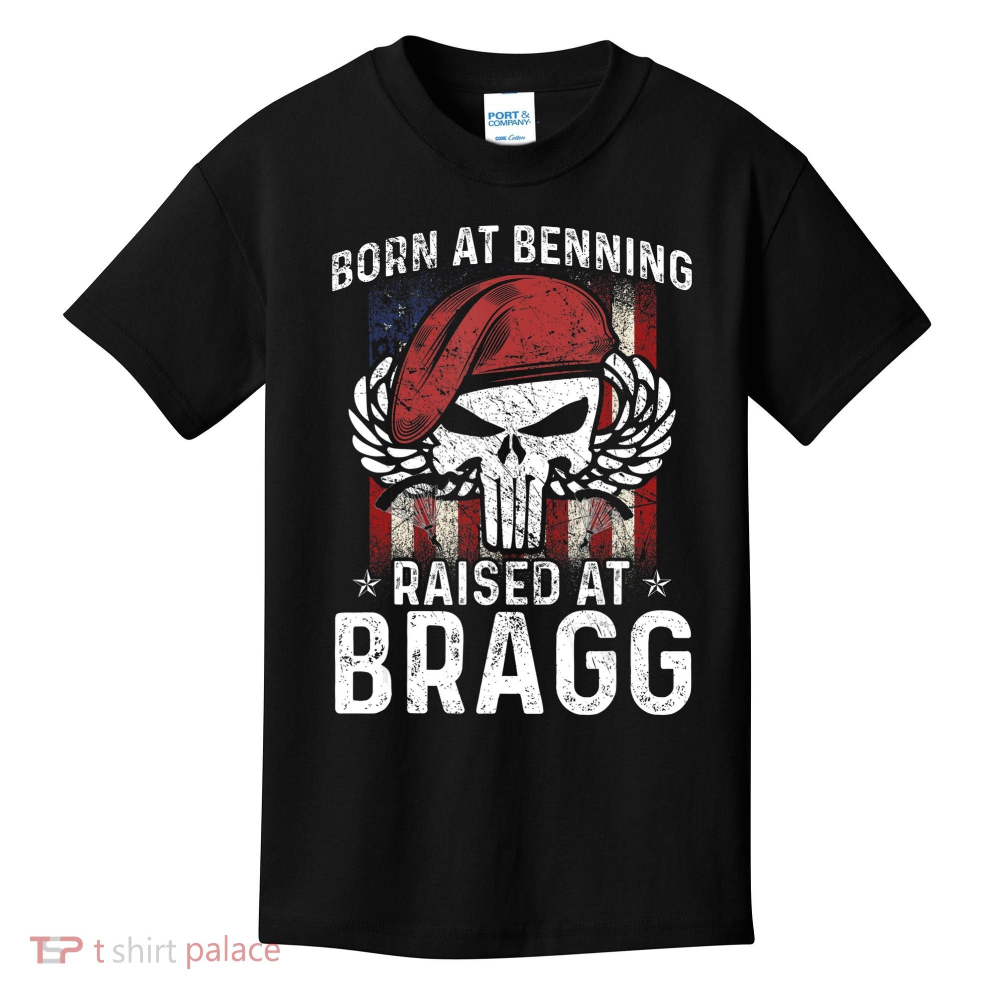 Born At Ft Benning Raised Fort Bragg Airborne, Veterans Day Kids T-Shirt
