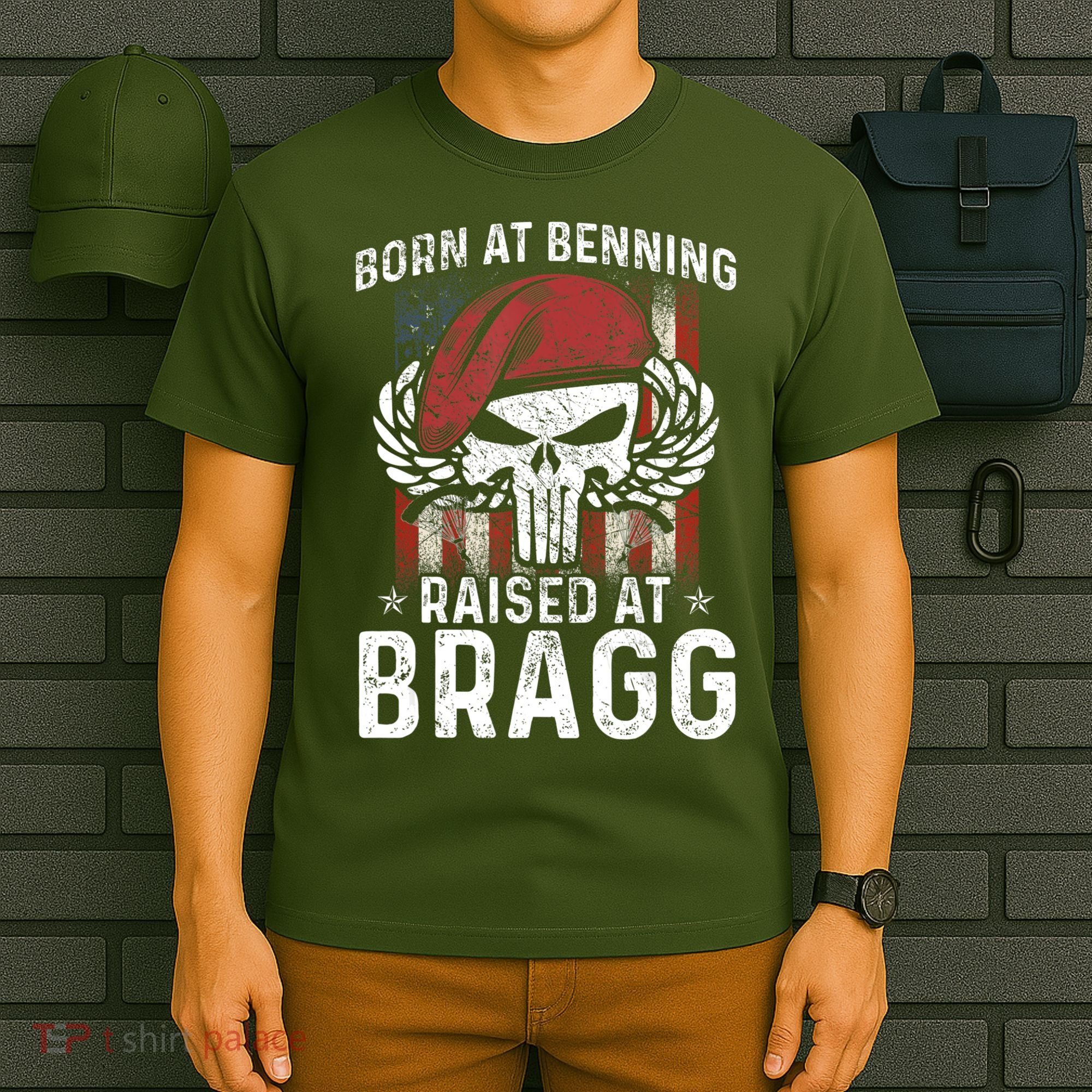 Born At Ft Benning Raised Fort Bragg Airborne, Veterans Day T-Shirt