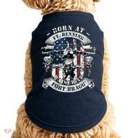 Born At Fort Benning Raised At Fort Bragg 82nd Airborne Doggie Tank thumb 0