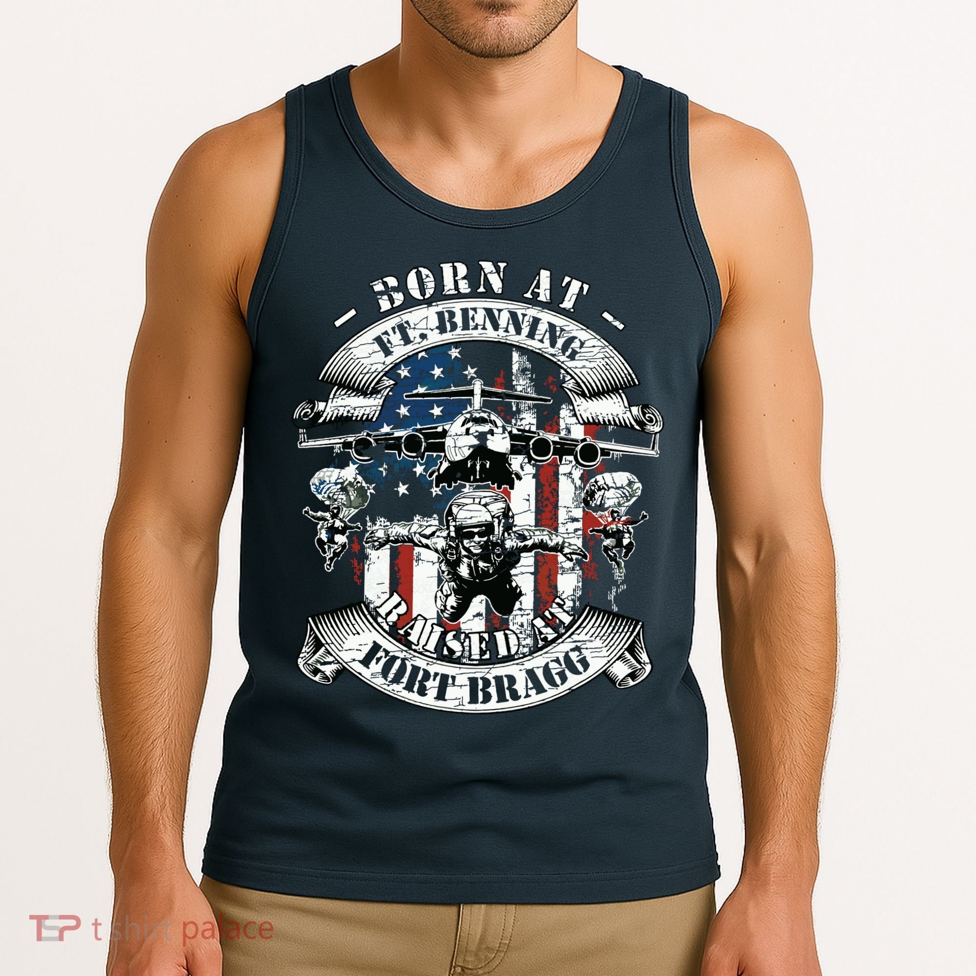 Born At Fort Benning Raised At Fort Bragg 82nd Airborne Tank Top