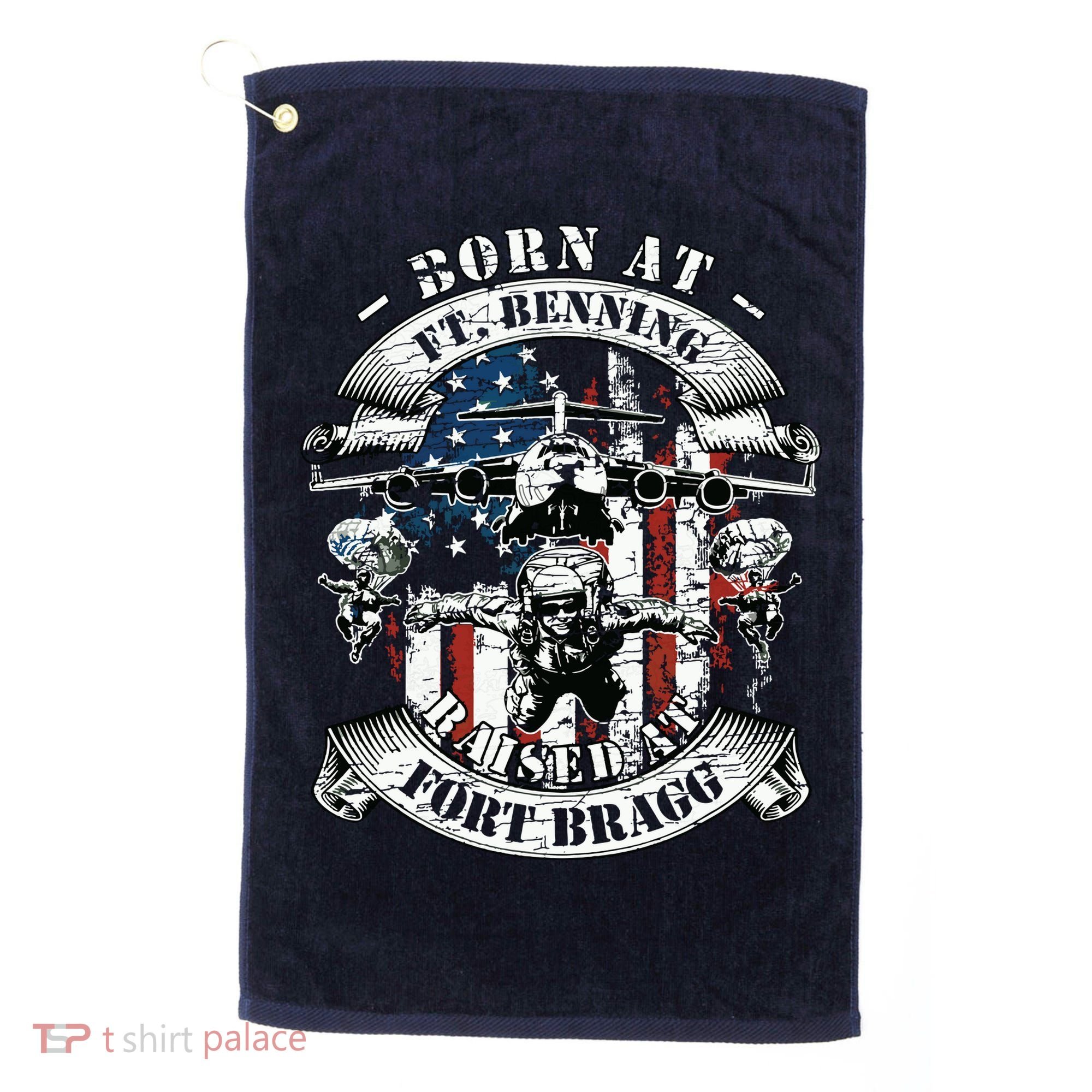 Born At Fort Benning Raised At Fort Bragg 82nd Airborne Golf Towel