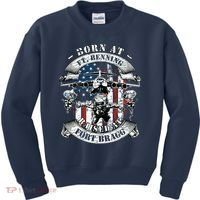 Born At Fort Benning Raised At Fort Bragg 82nd Airborne Kids Sweatshirt thumb 0