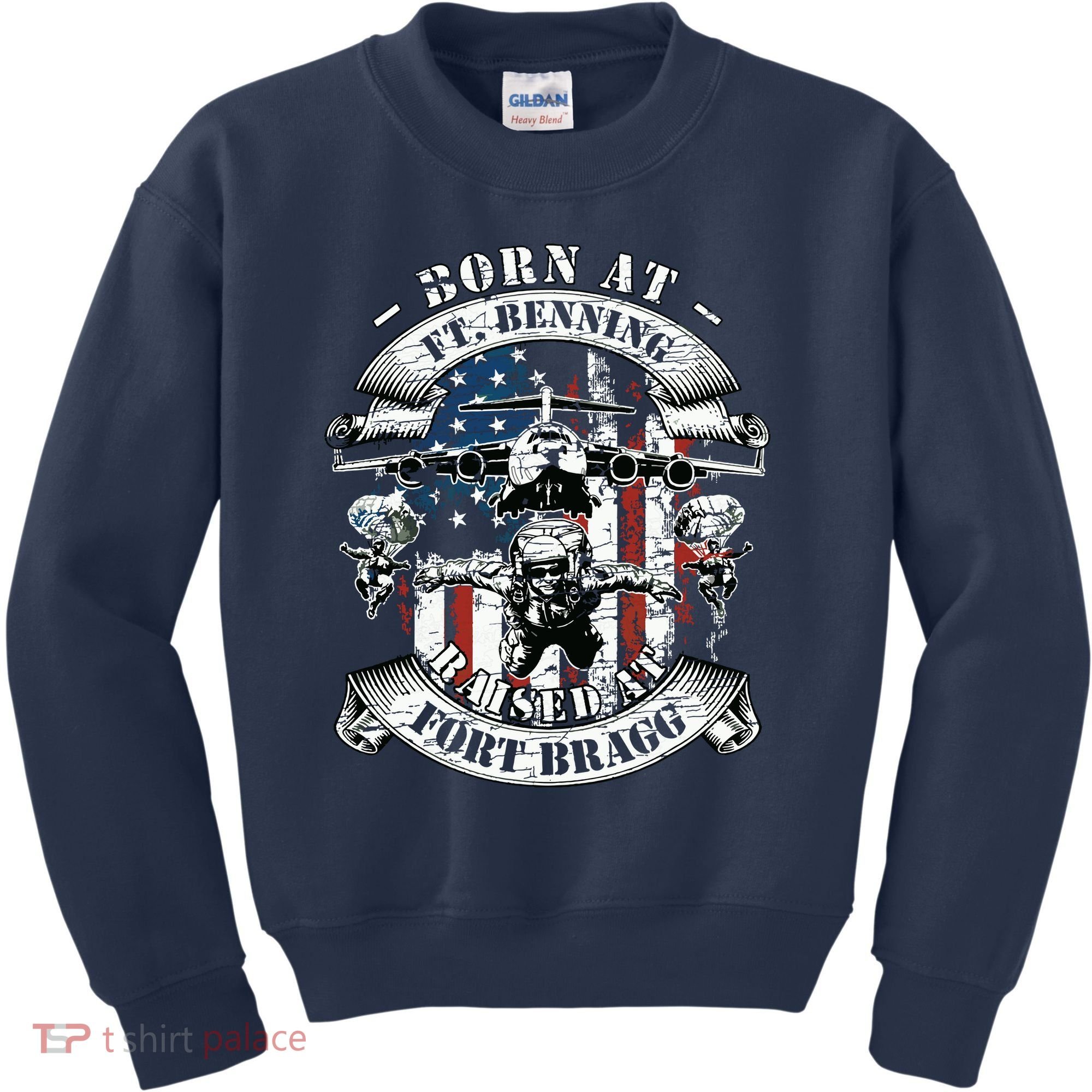 Born At Fort Benning Raised At Fort Bragg 82nd Airborne Kids Sweatshirt