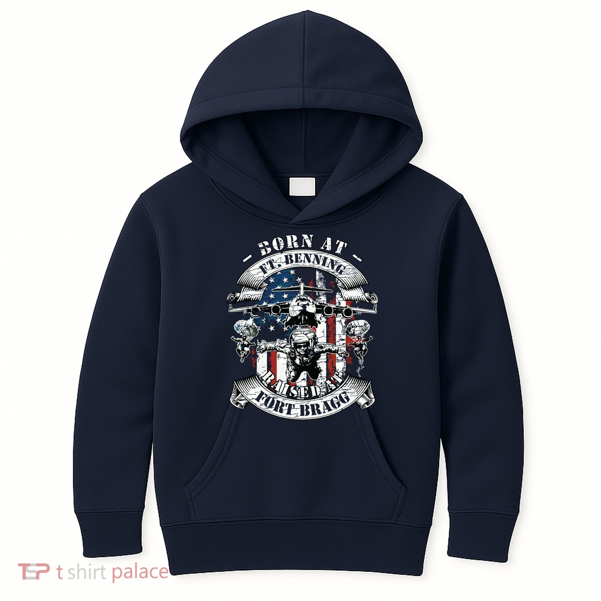 Born At Fort Benning Raised At Fort Bragg 82nd Airborne Kids Hoodie