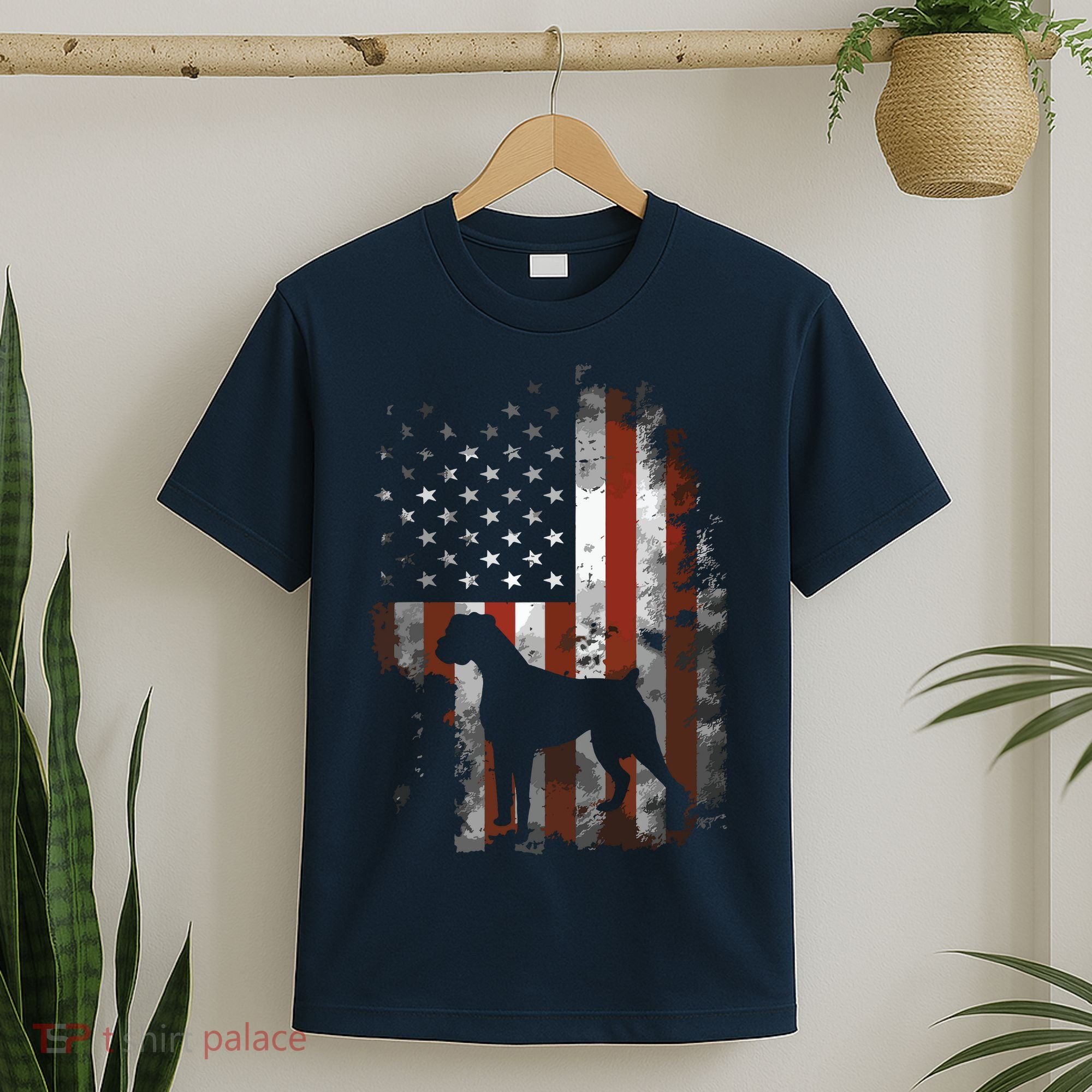 Boxer American Flag USA 4th Of July Dog Gifts T-Shirt