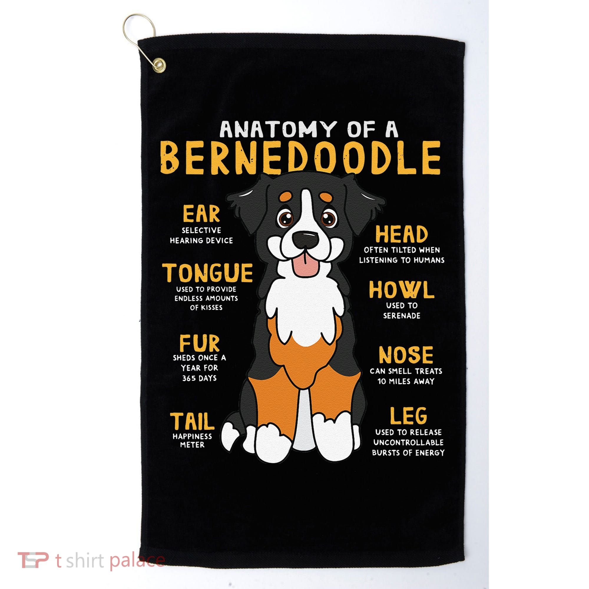 Bernedoodle Anatomy Funny Dog Mom Dad Cute Gift Golf Towel