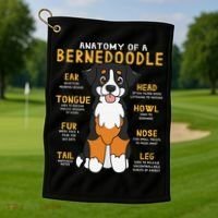 Bernedoodle Anatomy Funny Dog Mom Dad Cute Gift Golf Towel thumb 1