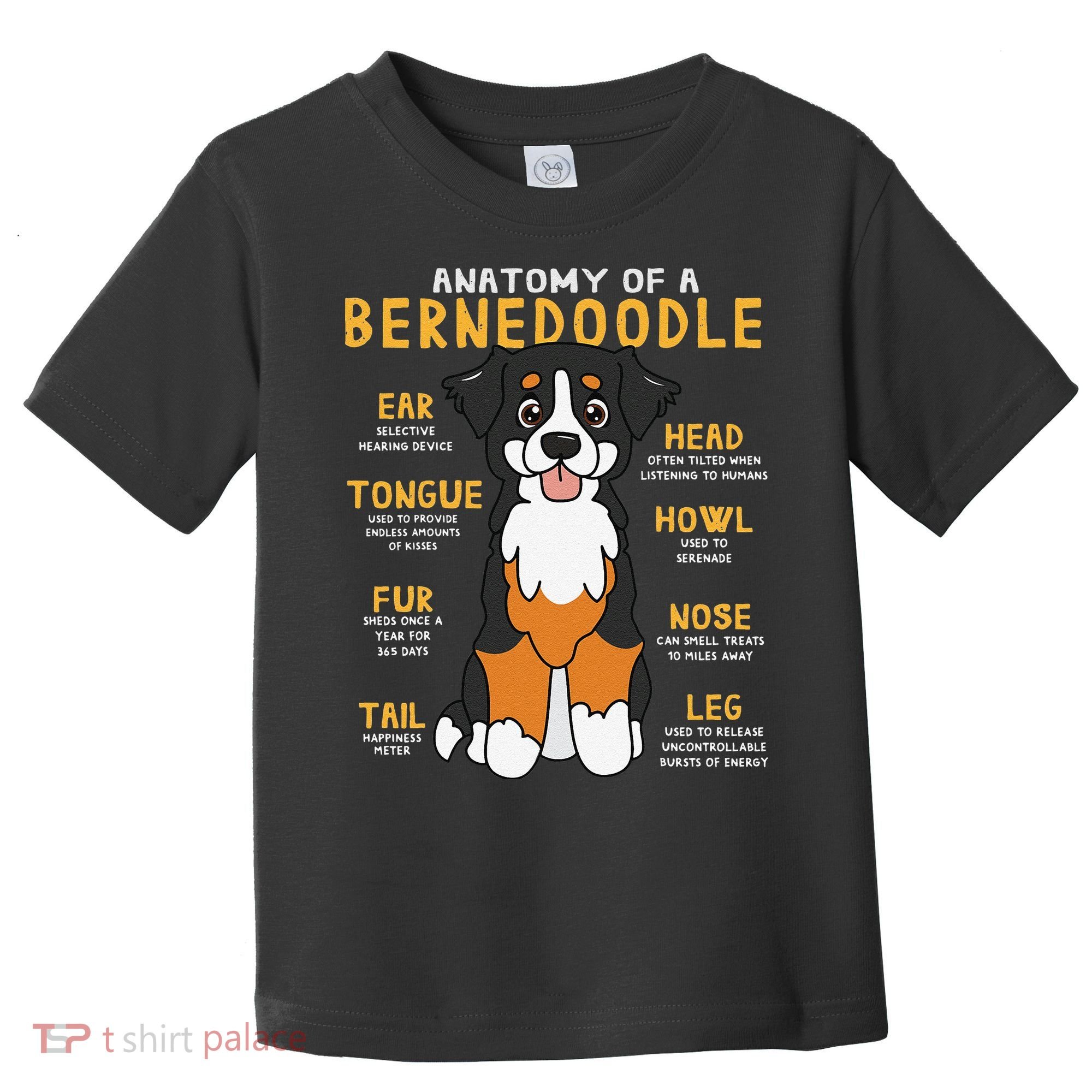 Bernedoodle Anatomy Funny Dog Mom Dad Cute Gift Toddler T-Shirt
