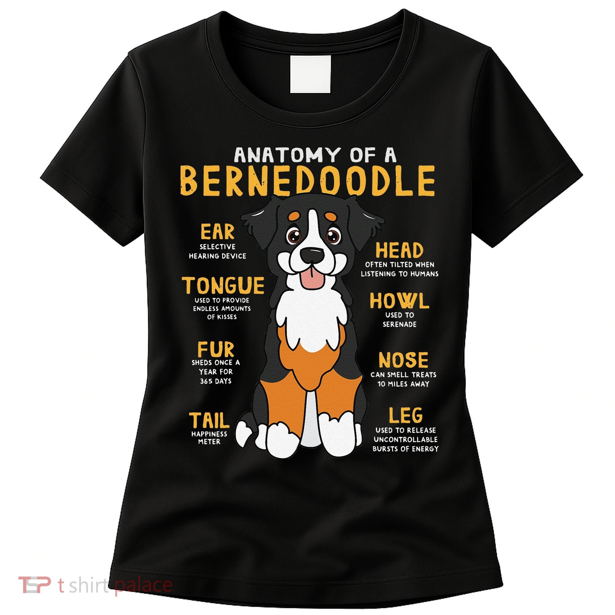 Bernedoodle Anatomy Funny Dog Mom Dad Cute Gift Women's T-Shirt
