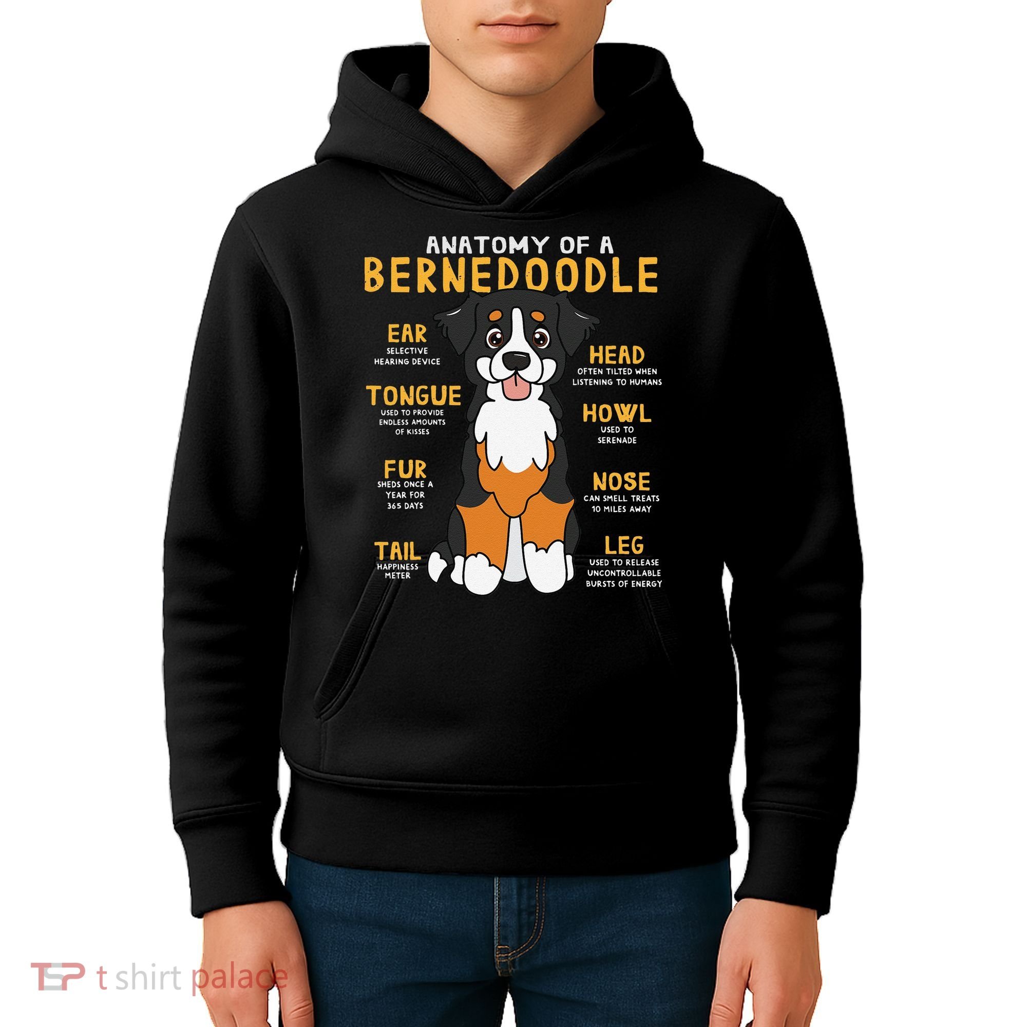 Bernedoodle Anatomy Funny Dog Mom Dad Cute Gift Kids Hoodie