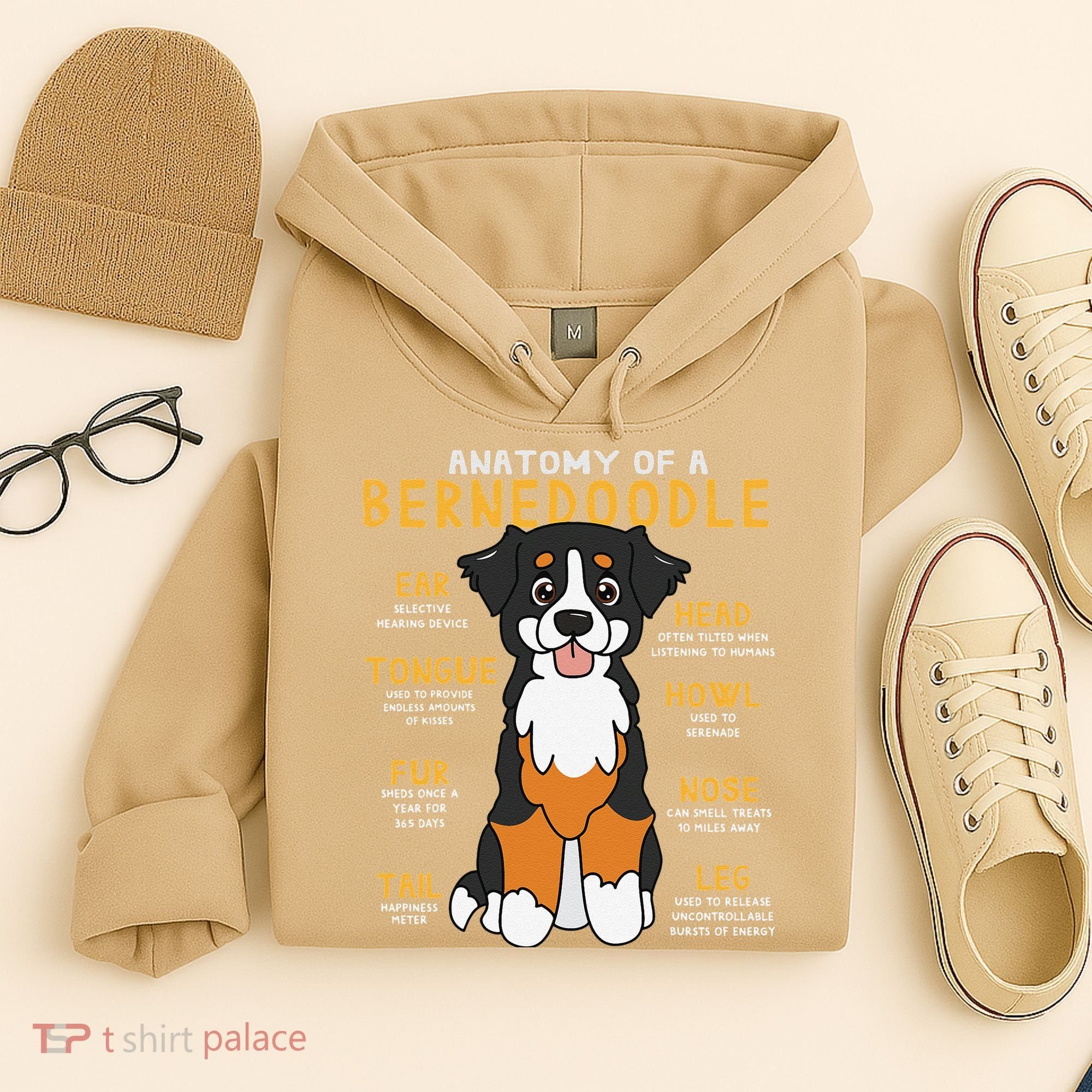 Bernedoodle Anatomy Funny Dog Mom Dad Cute Gift Hoodie