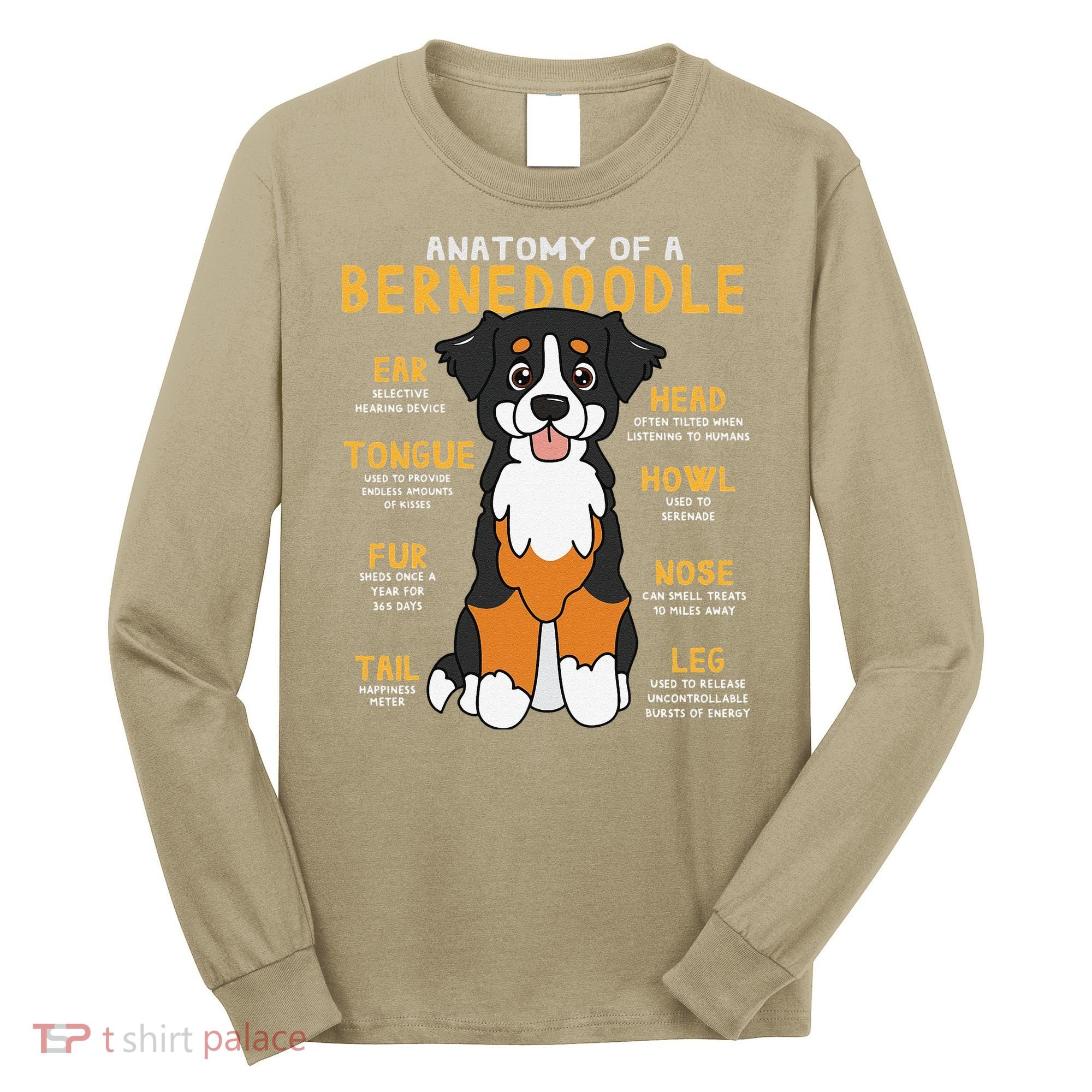 Bernedoodle Anatomy Funny Dog Mom Dad Cute Gift Long Sleeve Shirt