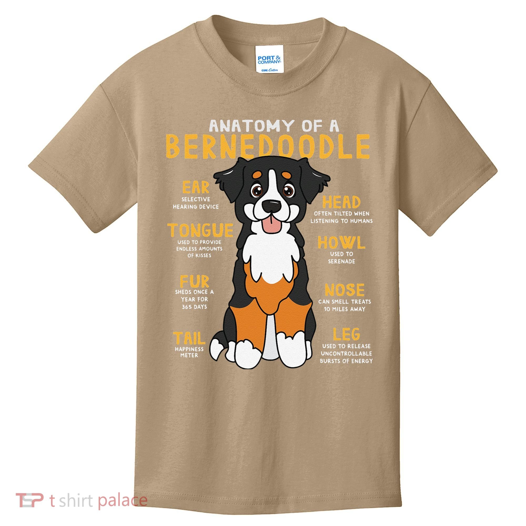 Bernedoodle Anatomy Funny Dog Mom Dad Cute Gift Kids T-Shirt