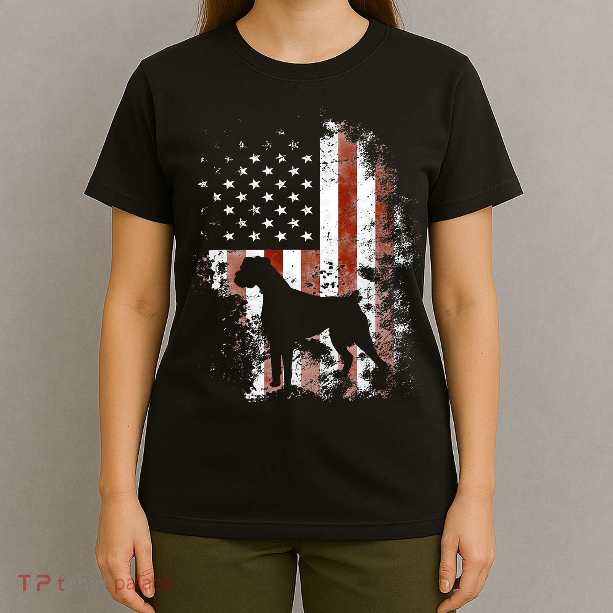 Boxer American Flag USA 4th Of July Dog Gifts T-Shirt