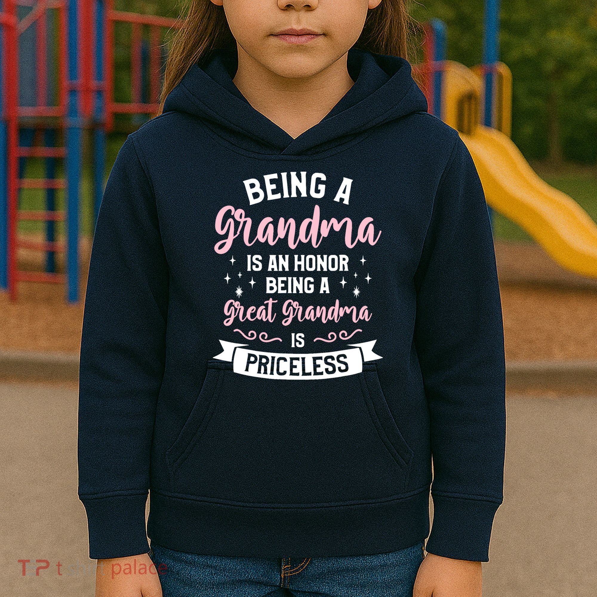 Being A Grandma Is An Honor Being A Great Grandma Kids Hoodie