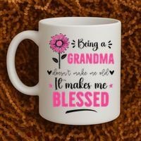 being a grandma doesn't make me old it makes me blessed Coffee Mug thumb 2