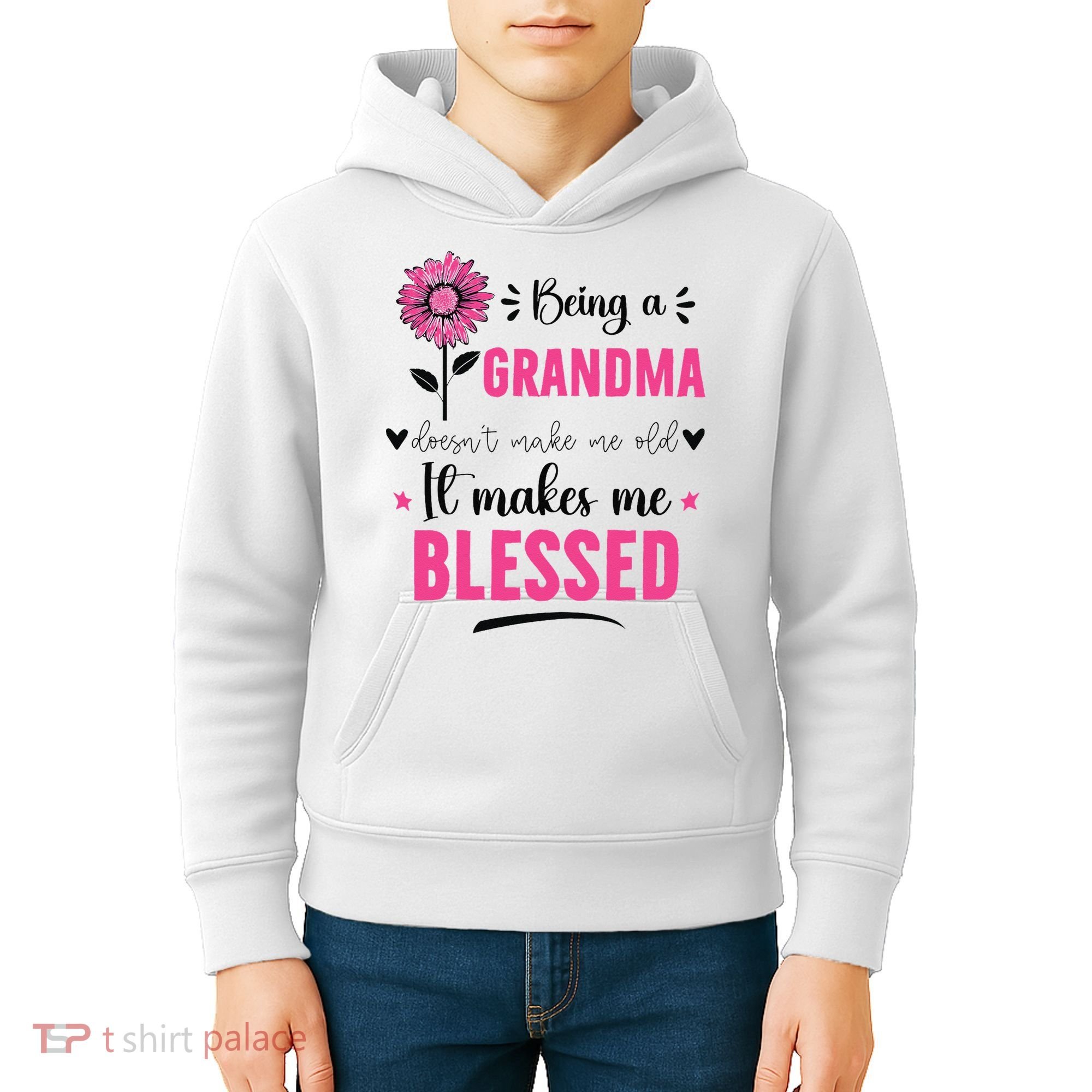 being a grandma doesn't make me old it makes me blessed Kids Hoodie