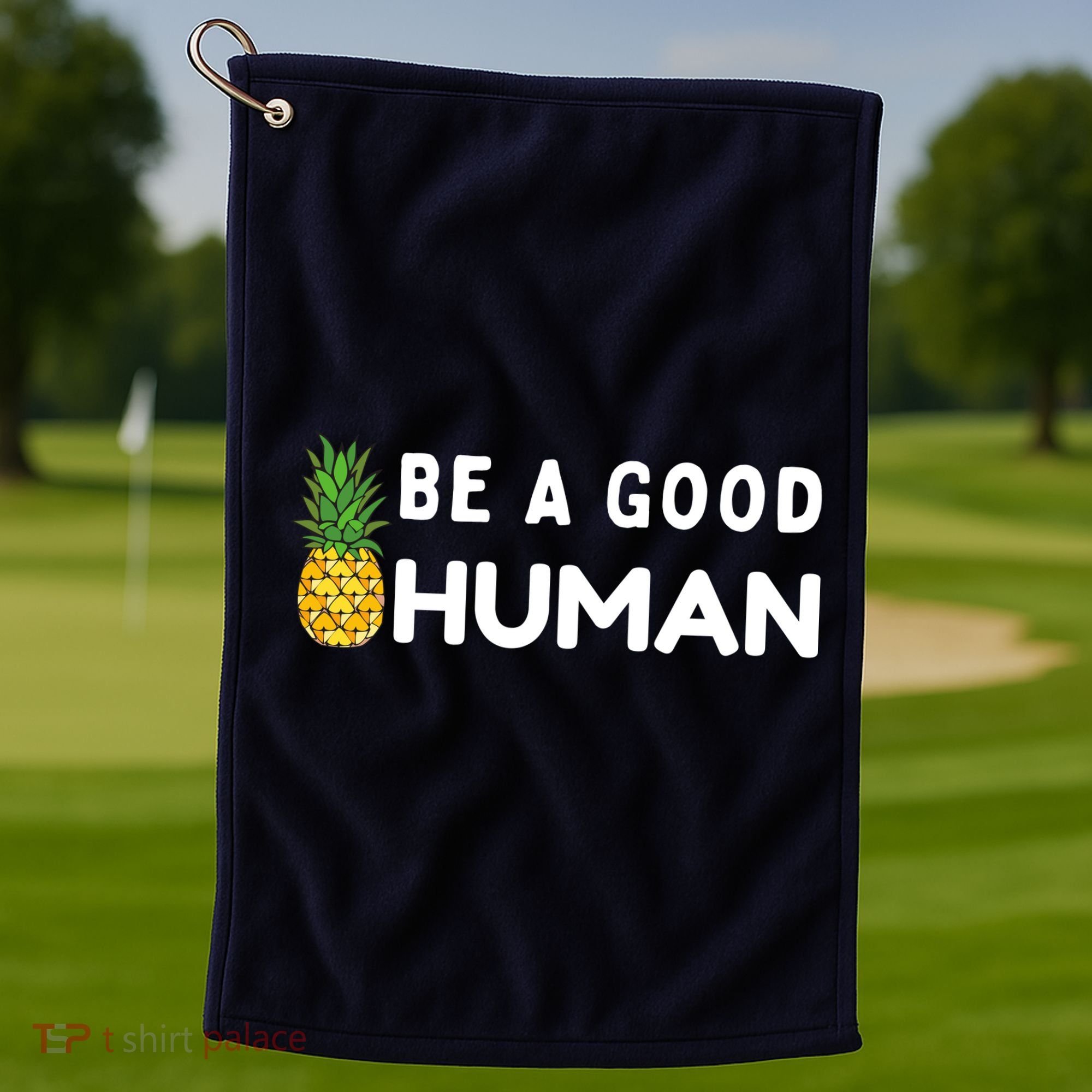 Be A Good Human Funny Down Syndrome Day Gift Golf Towel