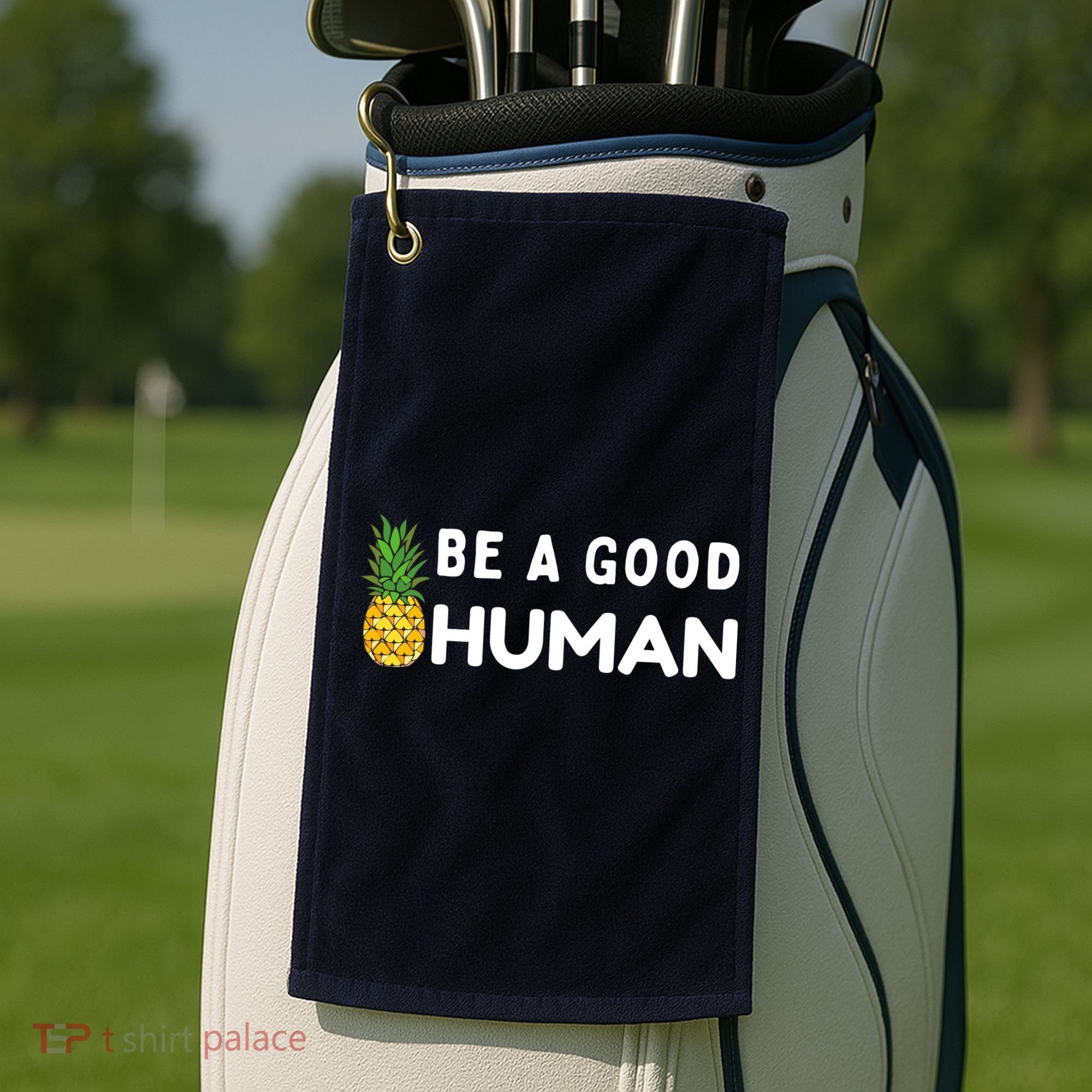 Be A Good Human Funny Down Syndrome Day Gift Golf Towel