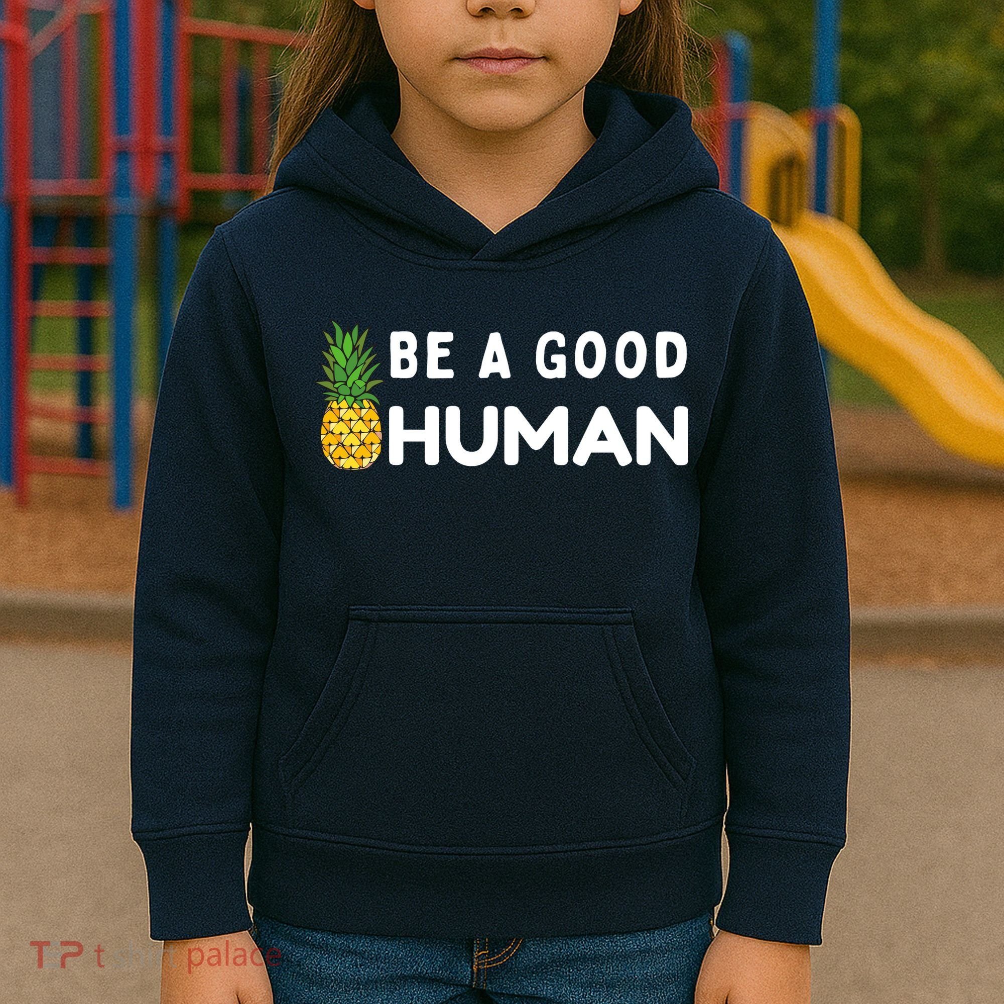 Be A Good Human Funny Down Syndrome Day Gift Kids Hoodie