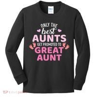 Best aunts get promoted to great aunt Kids Long Sleeve Shirt thumb 0