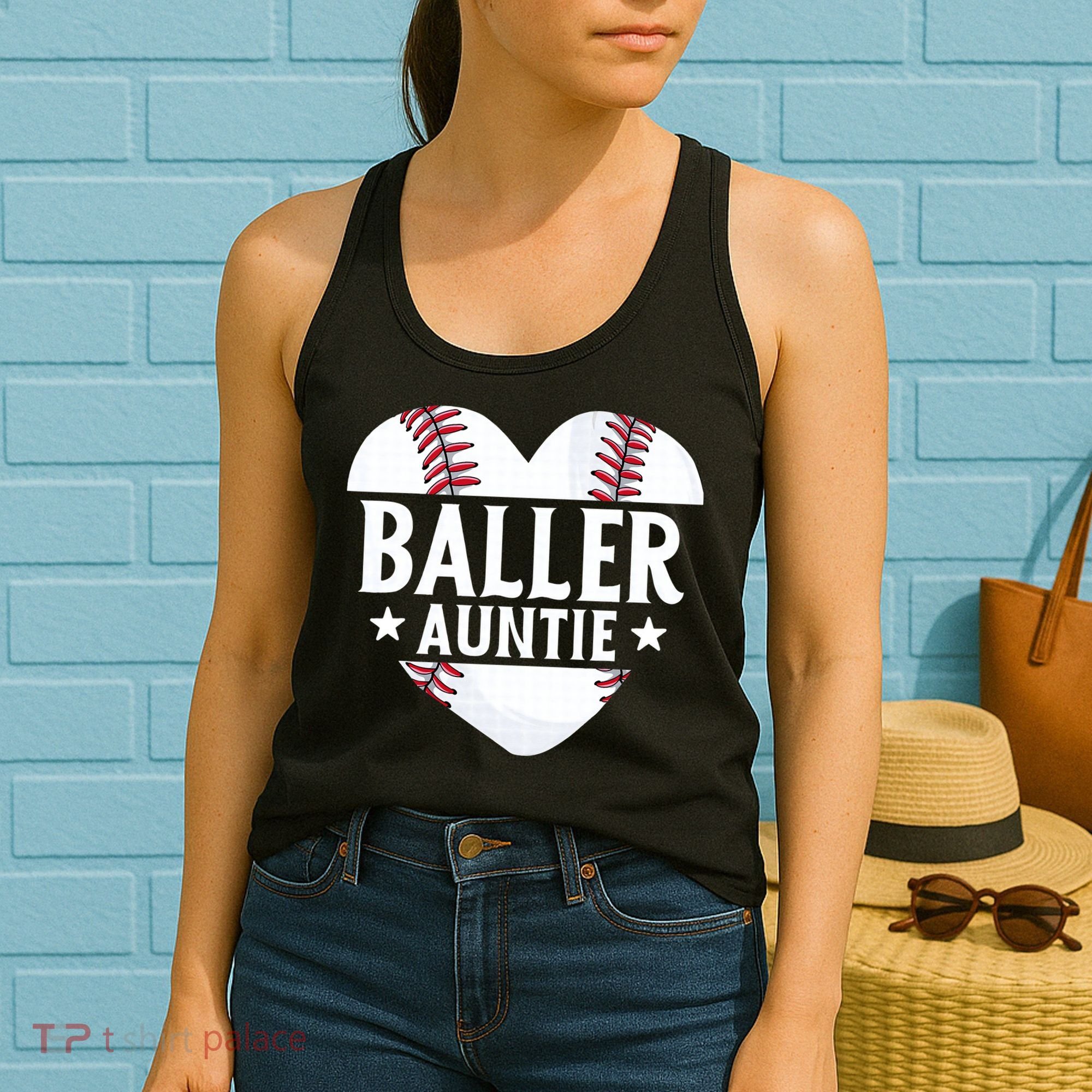 Baseball Aunt Gift Baller Auntie Mother's Day Mom  Women's Tank Top