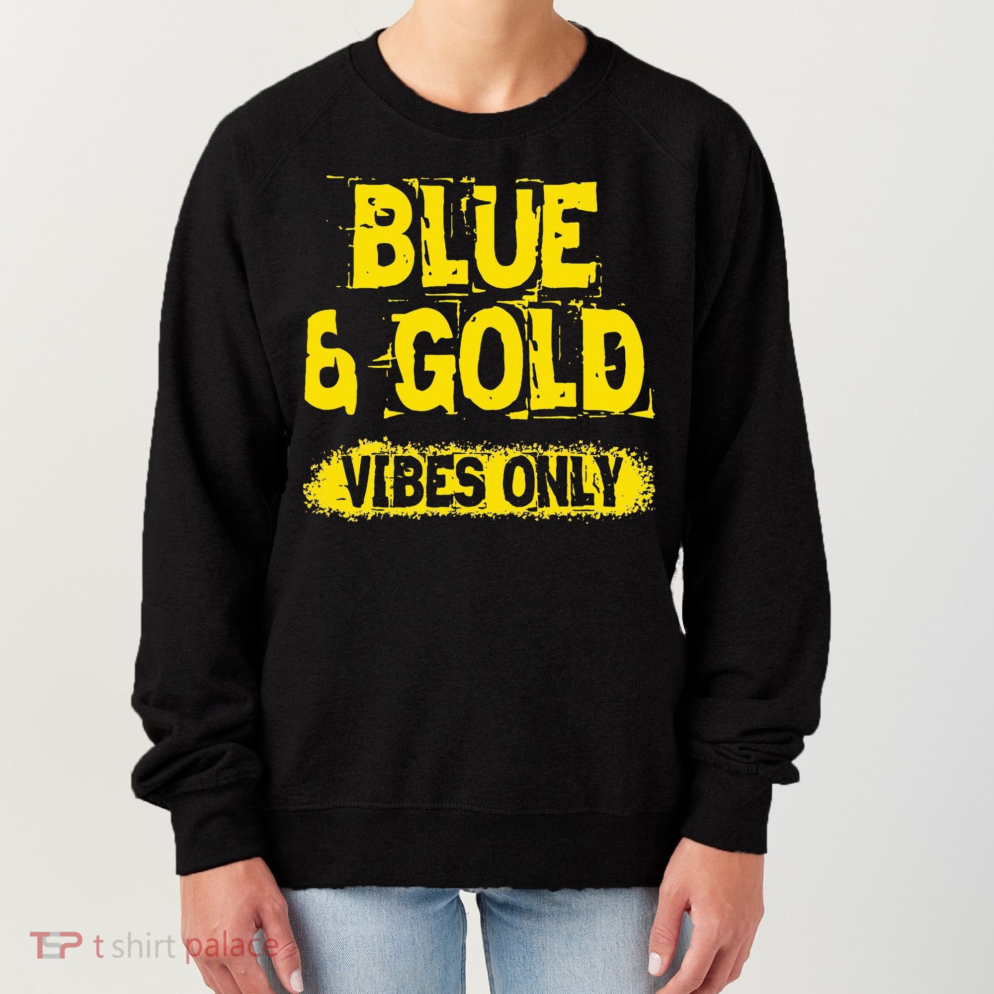Blue And Gold Vibes Only School Tournament Team Cheerleaders Women's Sweatshirt