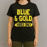 Blue And Gold Vibes Only School Tournament Team Cheerleaders T-Shirt thumb 4
