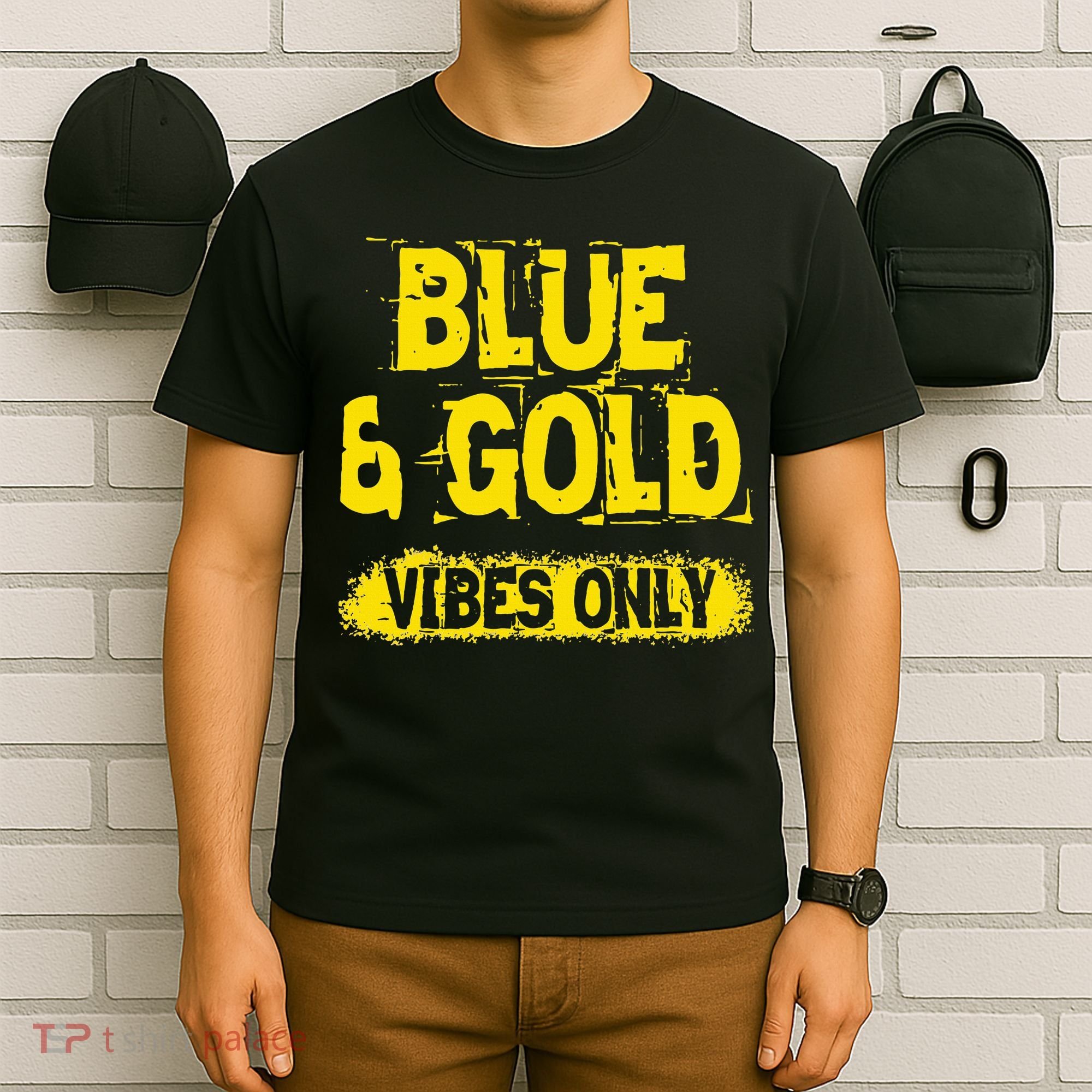 Blue And Gold Vibes Only School Tournament Team Cheerleaders T-Shirt