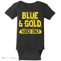 Blue And Gold Vibes Only School Tournament Team Cheerleaders Baby Bodysuit thumb 0