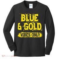 Blue And Gold Vibes Only School Tournament Team Cheerleaders Kids Long Sleeve Shirt thumb 0