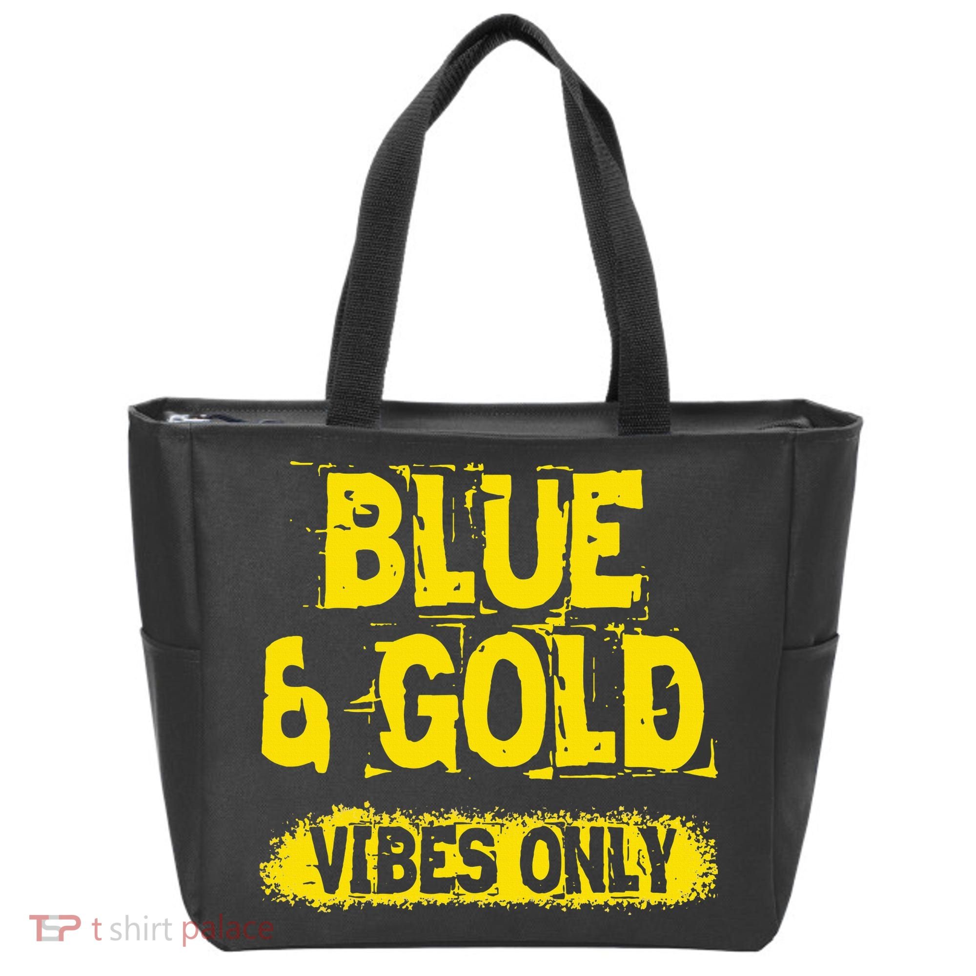 Blue And Gold Vibes Only School Tournament Team Cheerleaders Tote Bag