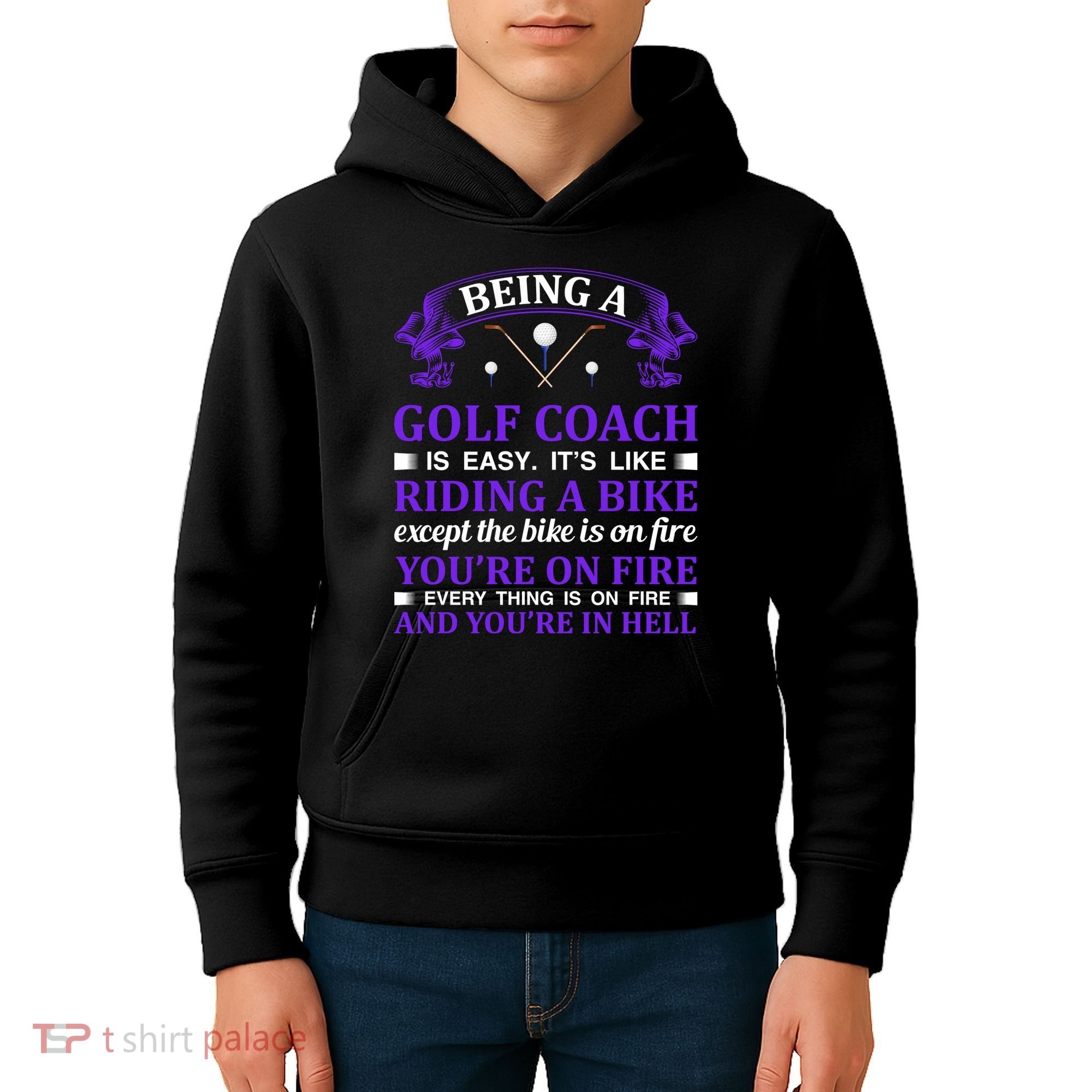 Being A Golf Coach Is Easy It's Like Riding A Bike Kids Hoodie