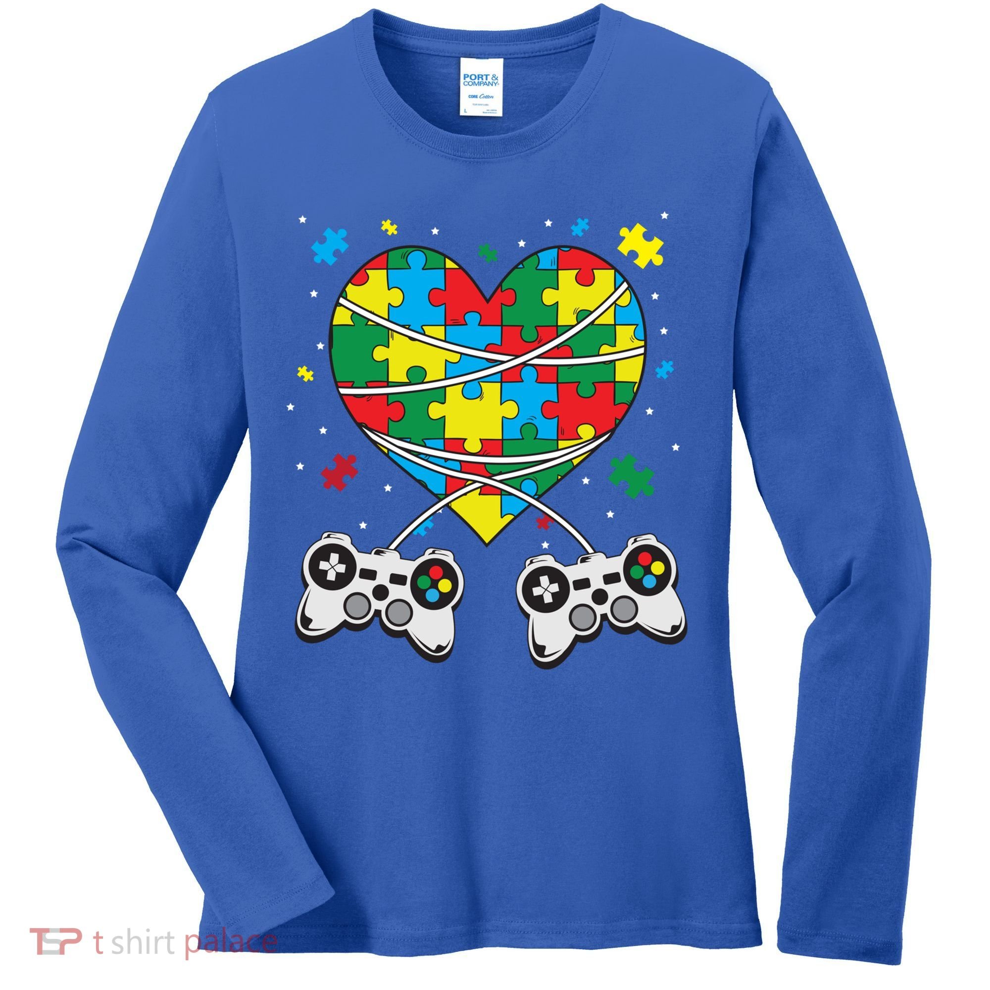 Boys Autism Gift Game Autism Awareness Month Day Men Kids Cool Gift Women's Long Sleeve Shirt
