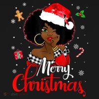 Black African Girl American Melanin Christmas Santa Hat Xmas T-Shirt thumb 7