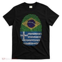 Brazil And Greece Fingerprint Half Brazilian Greek Roots T-Shirt thumb 0