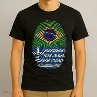 Brazil And Greece Fingerprint Half Brazilian Greek Roots T-Shirt thumb 3