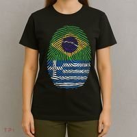 Brazil And Greece Fingerprint Half Brazilian Greek Roots T-Shirt thumb 4