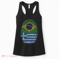 Brazil And Greece Fingerprint Half Brazilian Greek Roots Women's Tank Top thumb 0